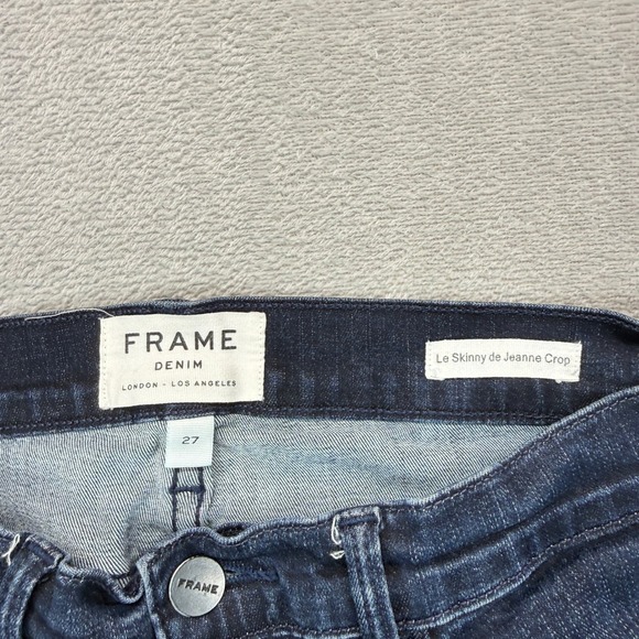 Frame Jeans Women's 27 Le Skinny de Jeanne Crop St Jones Dark Wash Stretch Denim - Picture 3 of 11